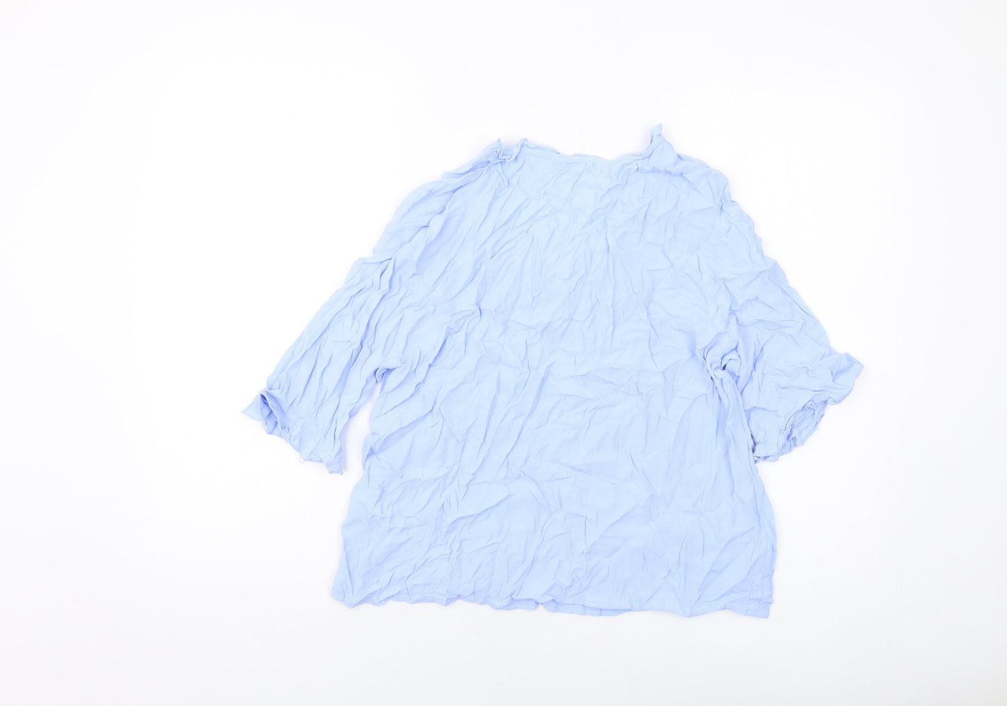 Marks and Spencer Womens Blue Viscose Basic Blouse Size 12 V-Neck