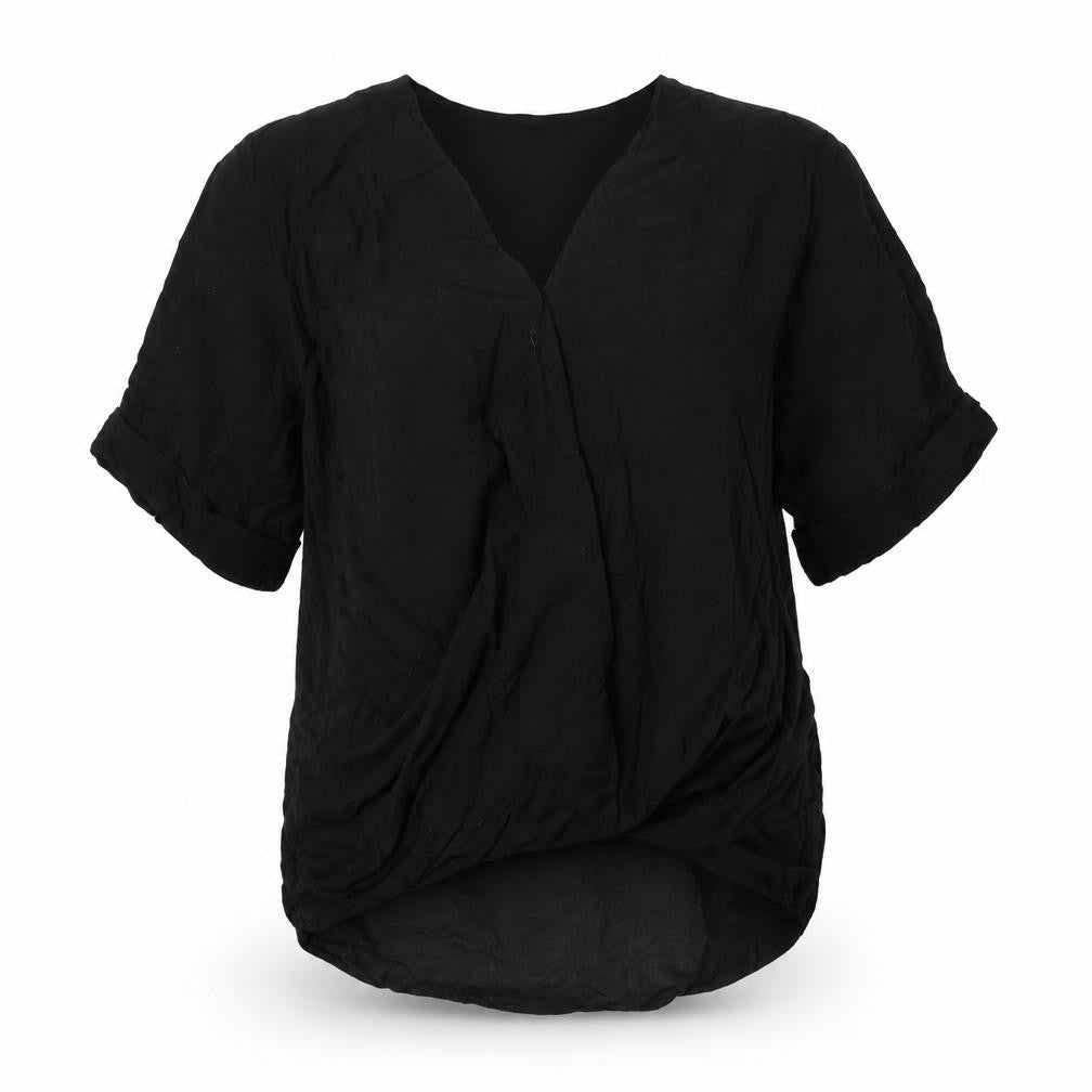 Topshop Womens Black Viscose Basic Blouse Size 6 V-Neck - Twist Detail