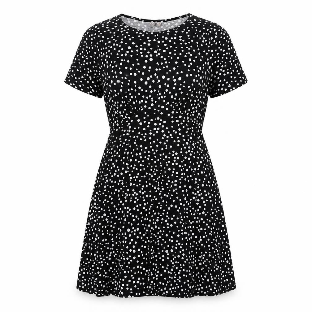 ASOS Womens Black Polka Dot Viscose A-Line Size 10 Round Neck Pullover