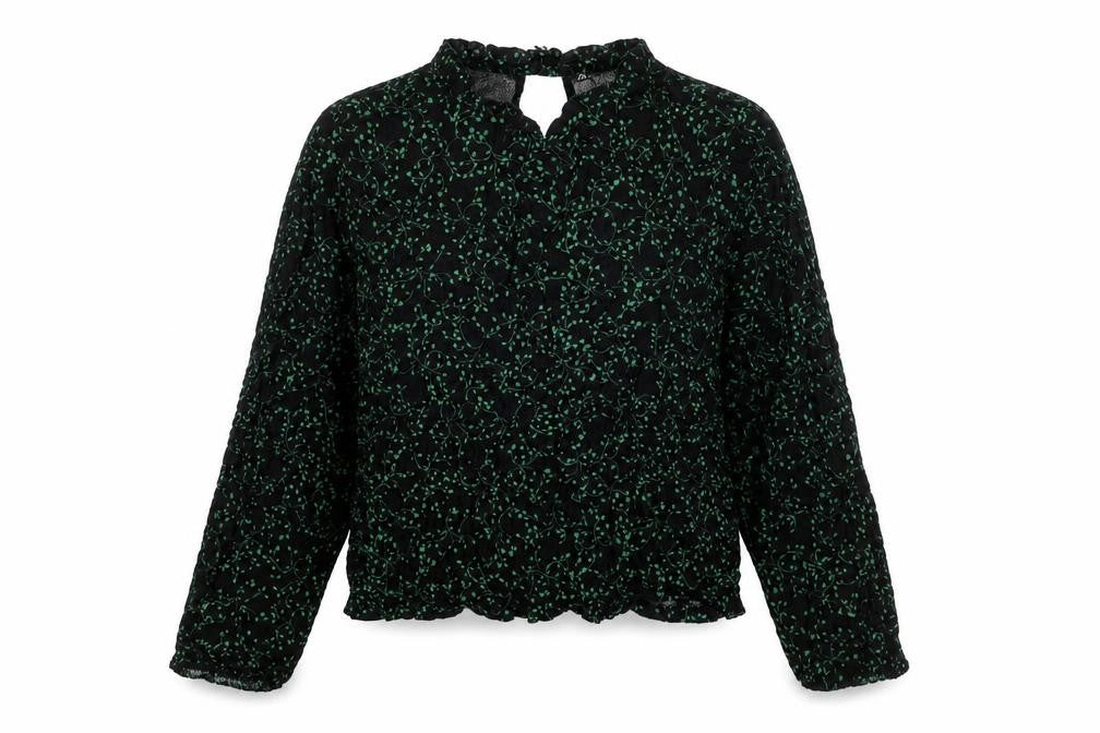 Zara Womens Black Geometric Polyester Basic Blouse Size L Round Neck