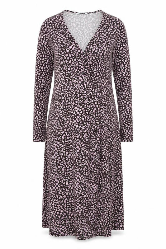 Mango Womens Pink Floral Polyester Wrap Dress Size M V-Neck Tie
