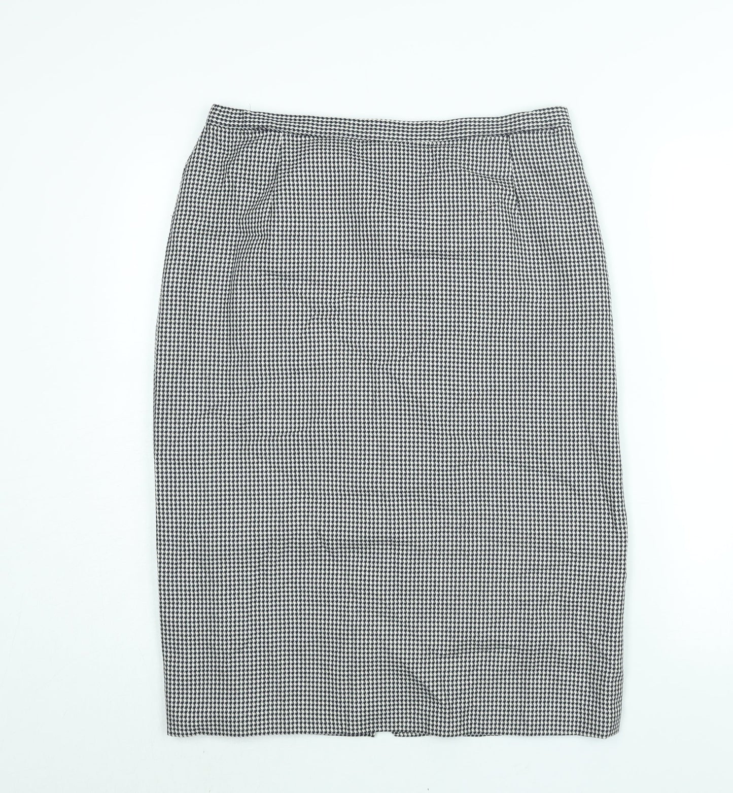 St Michael Womens Blue Check Polyester Straight & Pencil Skirt Size 32 in Zip - Houndstooth
