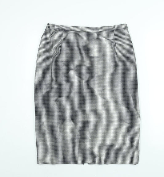 St Michael Womens Blue Check Polyester Straight & Pencil Skirt Size 32 in Zip - Houndstooth
