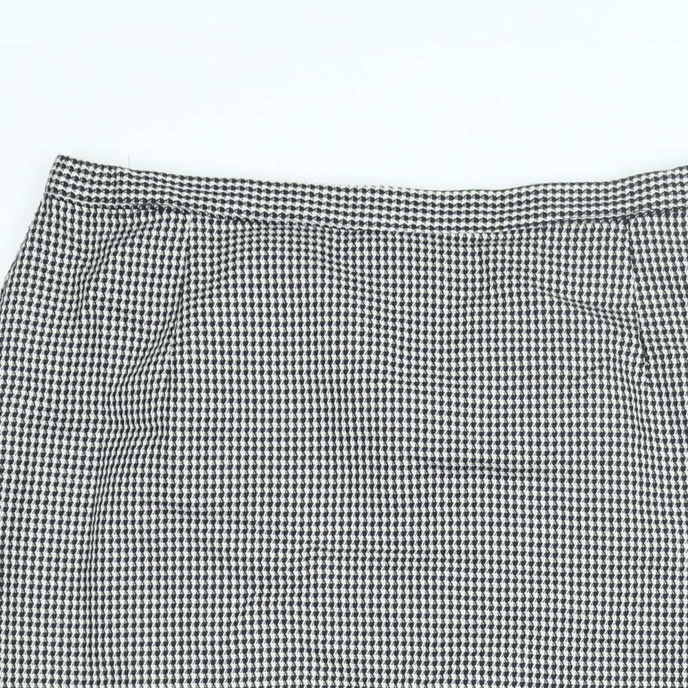 St Michael Womens Blue Check Polyester Straight & Pencil Skirt Size 32 in Zip - Houndstooth