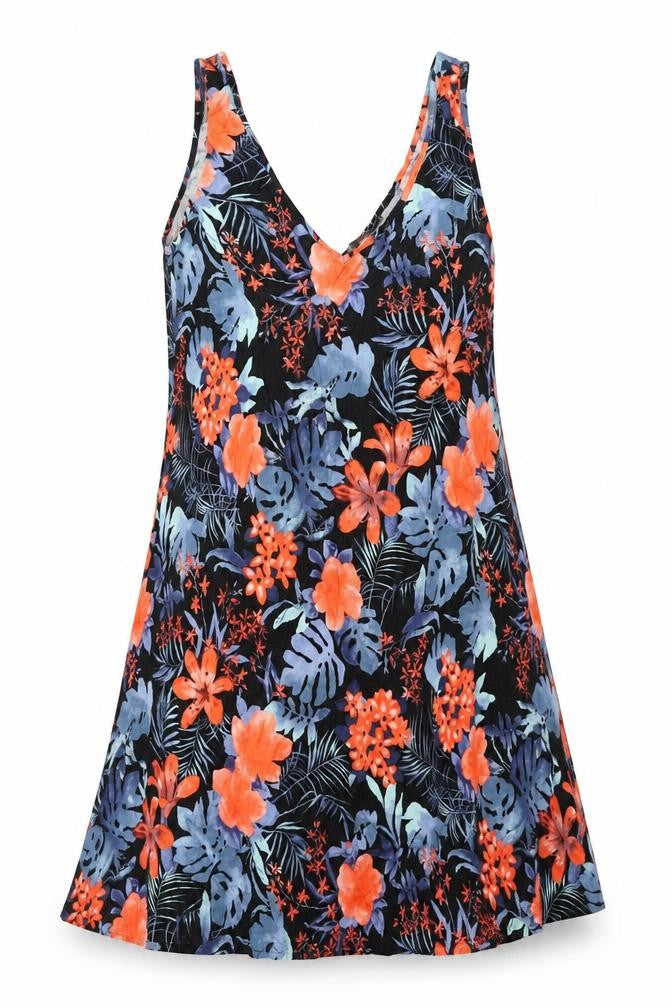 South Womens Multicoloured Floral Viscose Tank Dress Size 12 V-Neck Pullover - Size 12-14