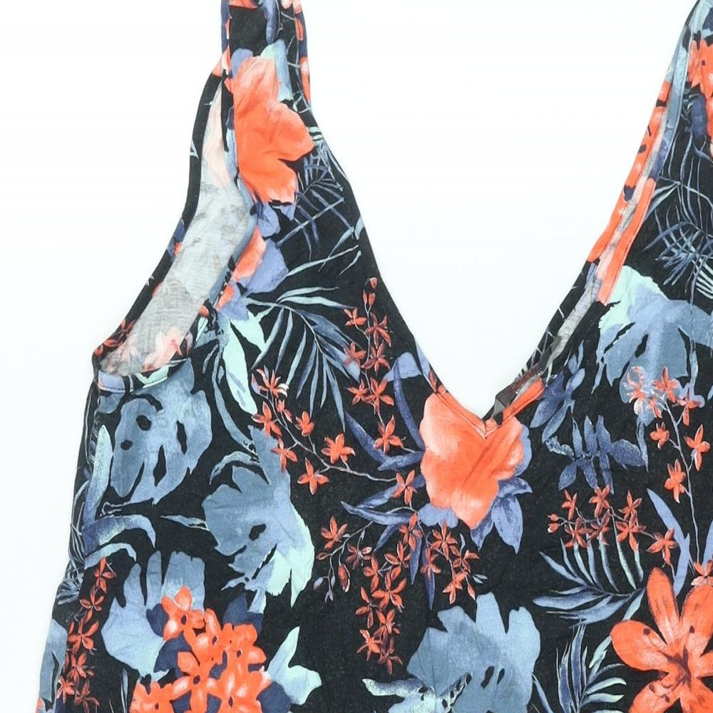 South Womens Multicoloured Floral Viscose Tank Dress Size 12 V-Neck Pullover - Size 12-14