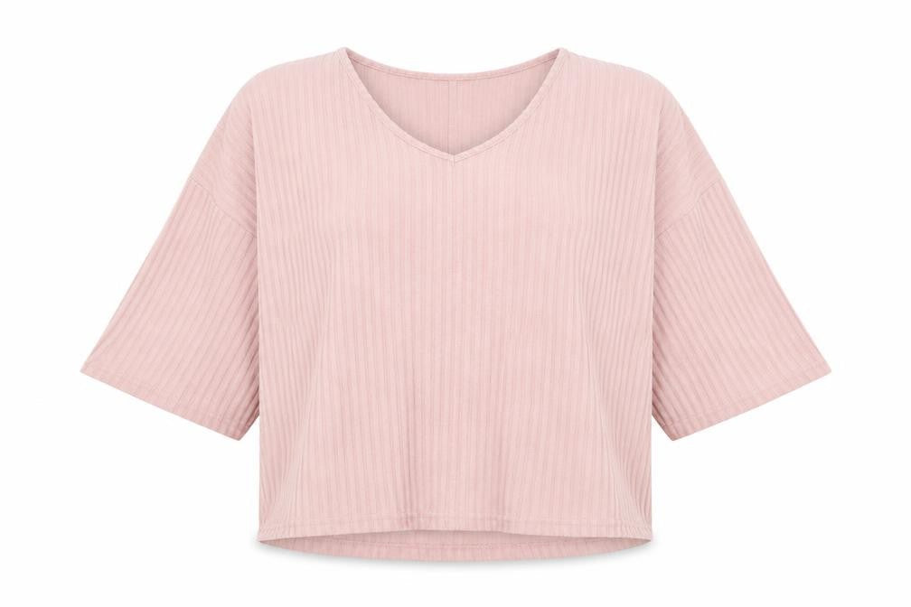 New Look Womens Pink Polyester Basic Blouse Size L V-Neck