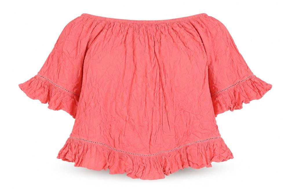 Yours Womens Pink Viscose Basic Blouse Size 22 Off the Shoulder - Frill