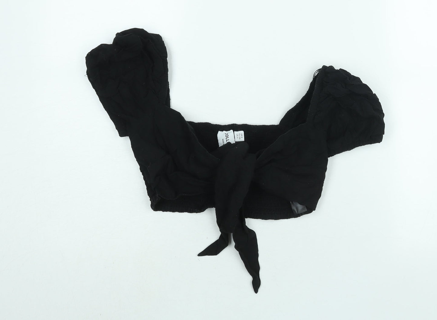 COLLUSION Womens Black Cotton Cropped Blouse Size 8 Sweetheart