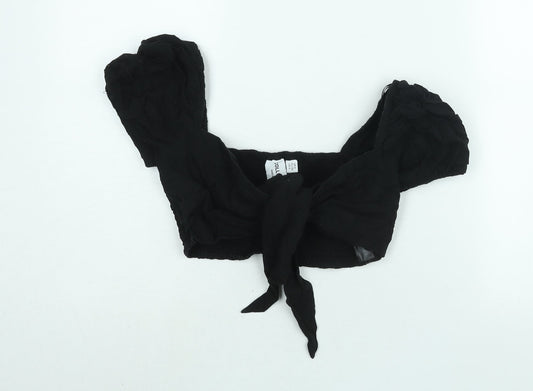 COLLUSION Womens Black Cotton Cropped Blouse Size 8 Sweetheart