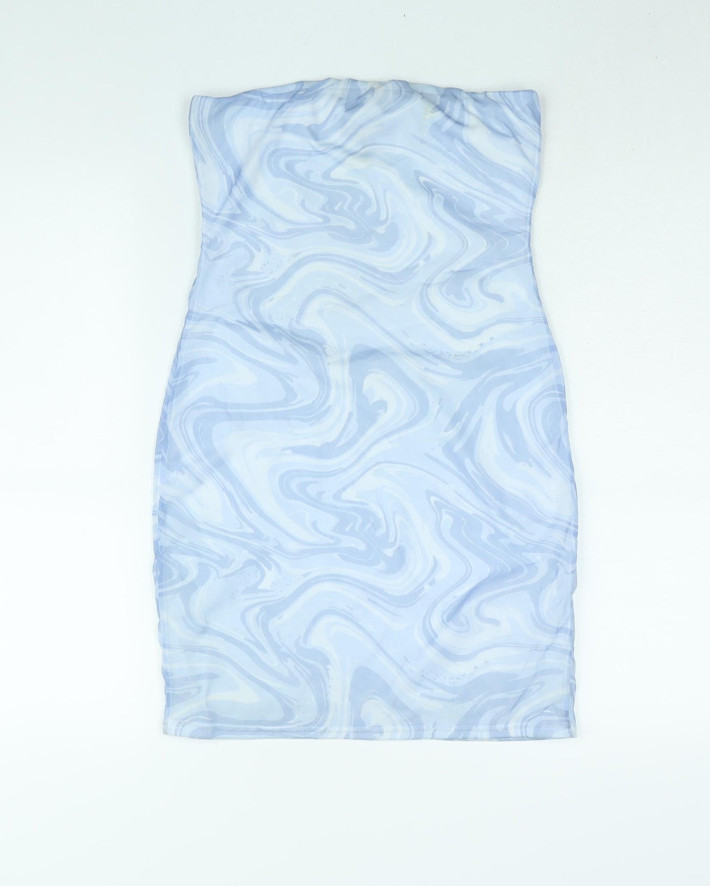 Pink Vanilla Womens Blue Geometric Polyester Mini Size 12 Sweetheart Pullover - Marble Print
