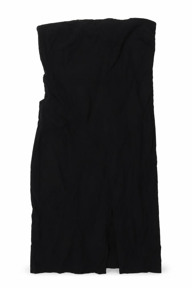Marks & Spencer Womens Black Viscose Shift Size 22 Square Neck Zip - Front Slit
