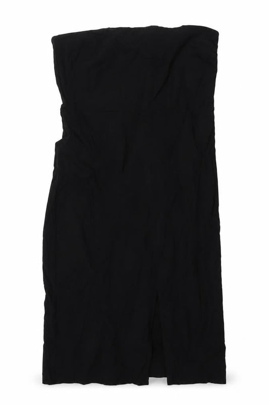 Marks & Spencer Womens Black Viscose Shift Size 22 Square Neck Zip - Front Slit