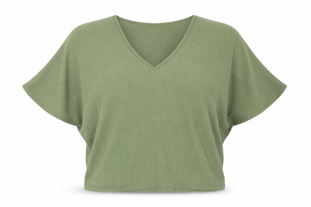 New Look Womens Green Polyester Basic Blouse Size M V-Neck - Size M-L