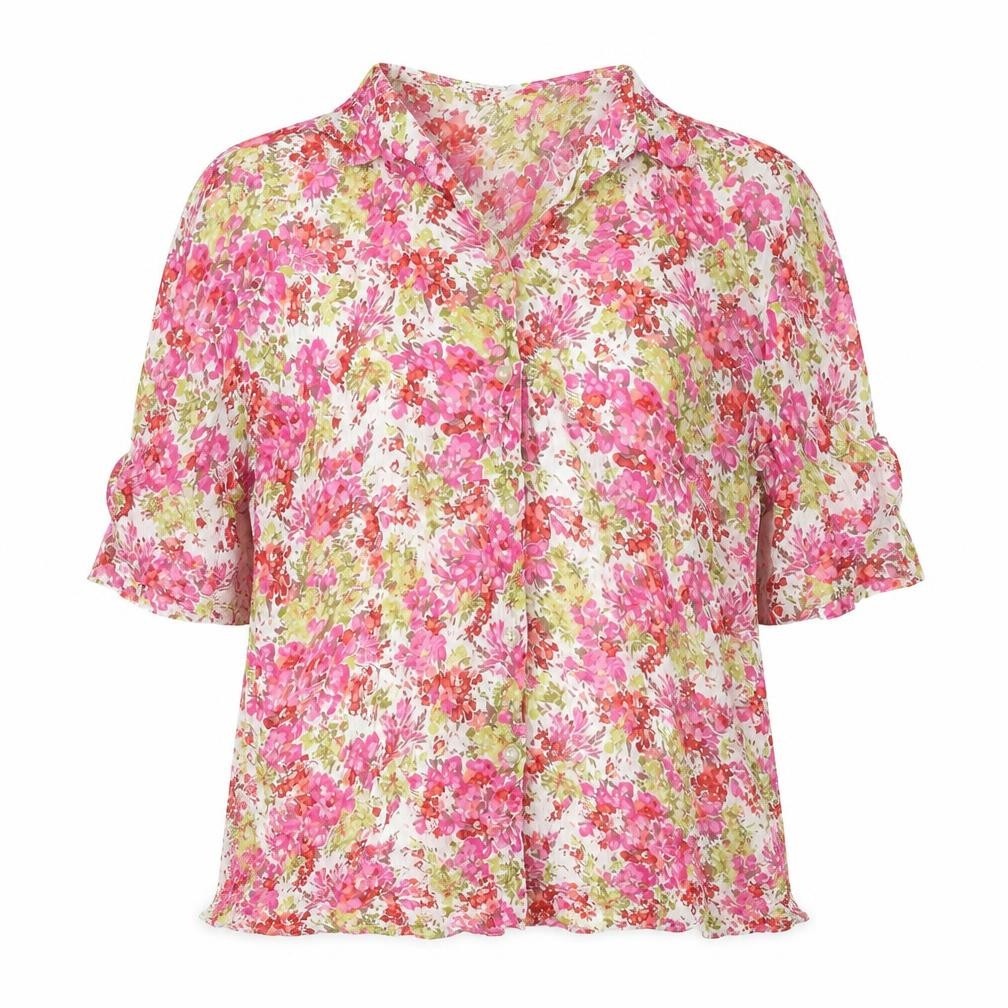 Frank Eden Womens Multicoloured Floral Viscose Basic Blouse Size 16 Collared
