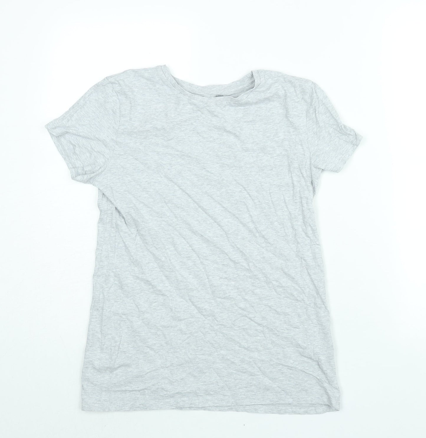 H&M Girls Grey Cotton Basic T-Shirt Size 14 Years Round Neck Pullover