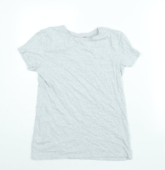H&M Girls Grey Cotton Basic T-Shirt Size 14 Years Round Neck Pullover