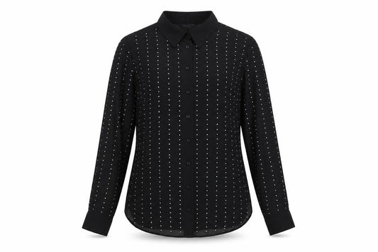 Marks and Spencer Womens Black Polyester Basic Button-Up Size 6 Collared - Studded