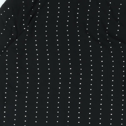 Marks & Spencer Womens Black Polyester Basic Button-Up Size 6 Collared - Studded