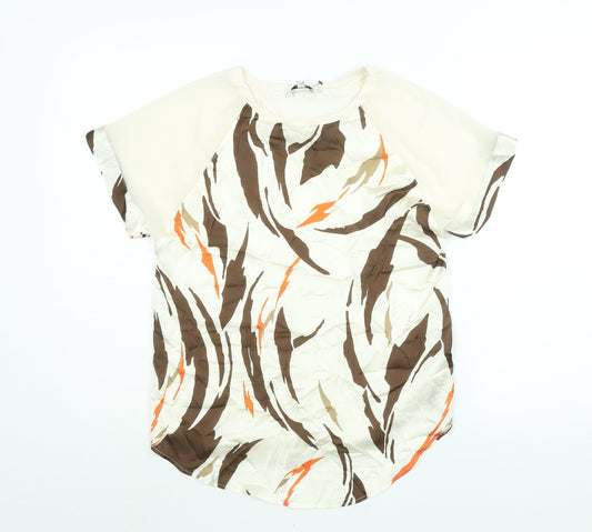 NEXT Womens Ivory Polyester Basic Blouse Size 10 Round Neck - Geometric Print