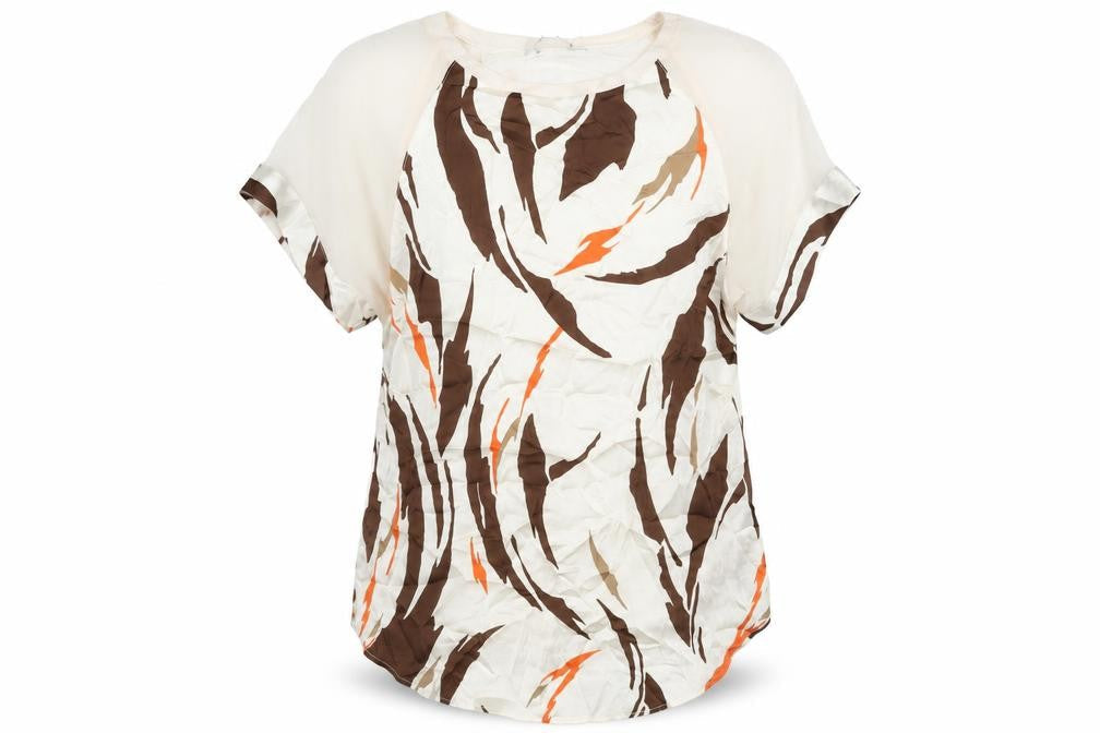 NEXT Womens Ivory Polyester Basic Blouse Size 10 Round Neck - Geometric Print