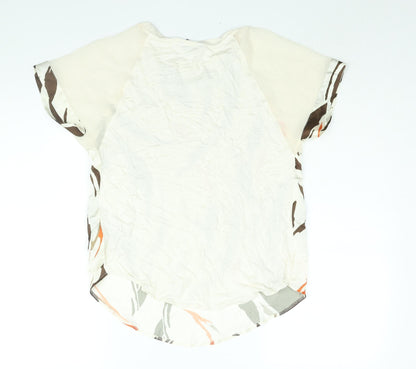 Next Womens Ivory Polyester Basic Blouse Size 10 Round Neck - Geometric Print