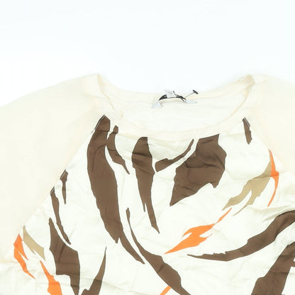 Next Womens Ivory Polyester Basic Blouse Size 10 Round Neck - Geometric Print