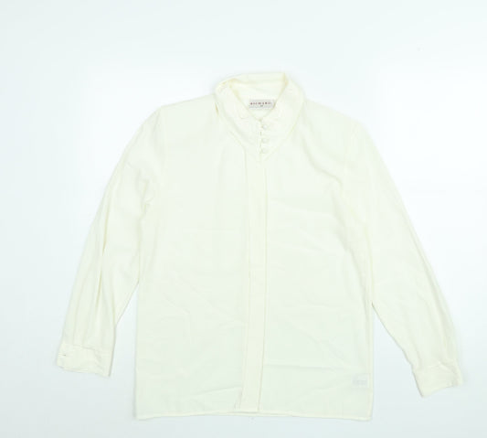 Richards Womens White Polyester Basic Button-Up Size 10 Collared
