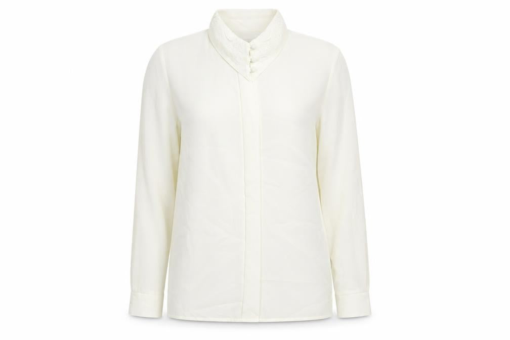 Richards Womens White Polyester Basic Button-Up Size 10 Collared