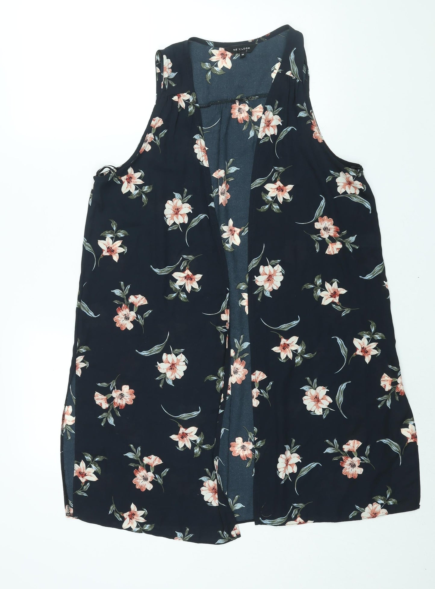 New Look Womens Black Floral Jacket Waistcoat Size 10