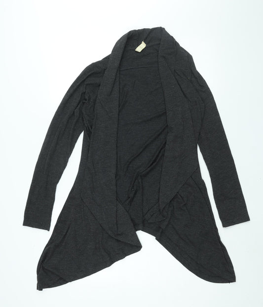 NEXT Womens Grey V-Neck Polyester Cardigan Jumper Size 14 - Waterfall Front
