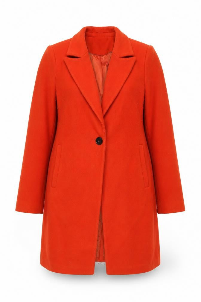 DEPT Womens Orange Overcoat Coat Size 10 Button