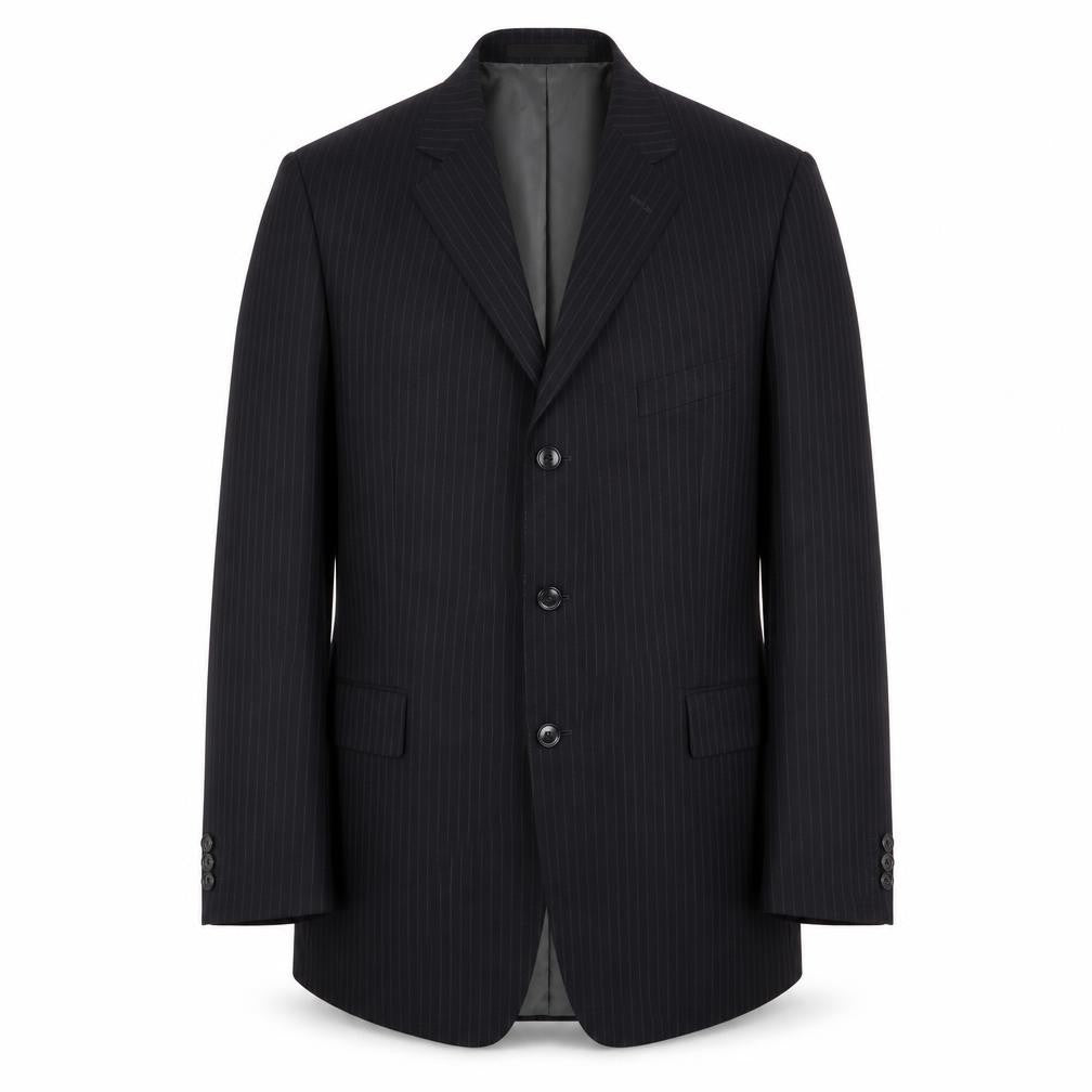 Marks & Spencer Mens Black Striped Polyester Jacket Suit Jacket Size 44 Regular