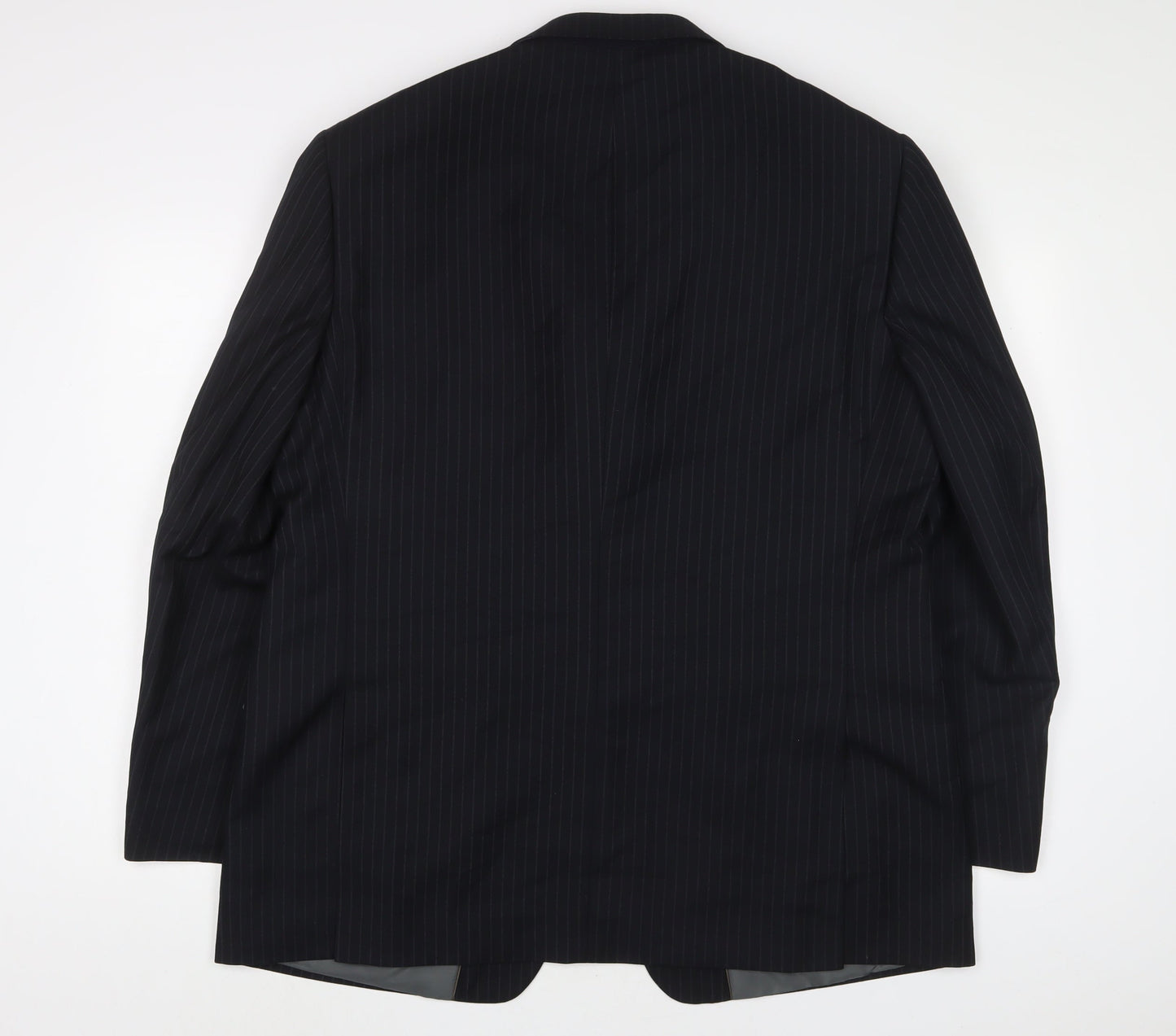 Marks and Spencer Mens Black Striped Polyester Jacket Suit Jacket Size 44 Regular