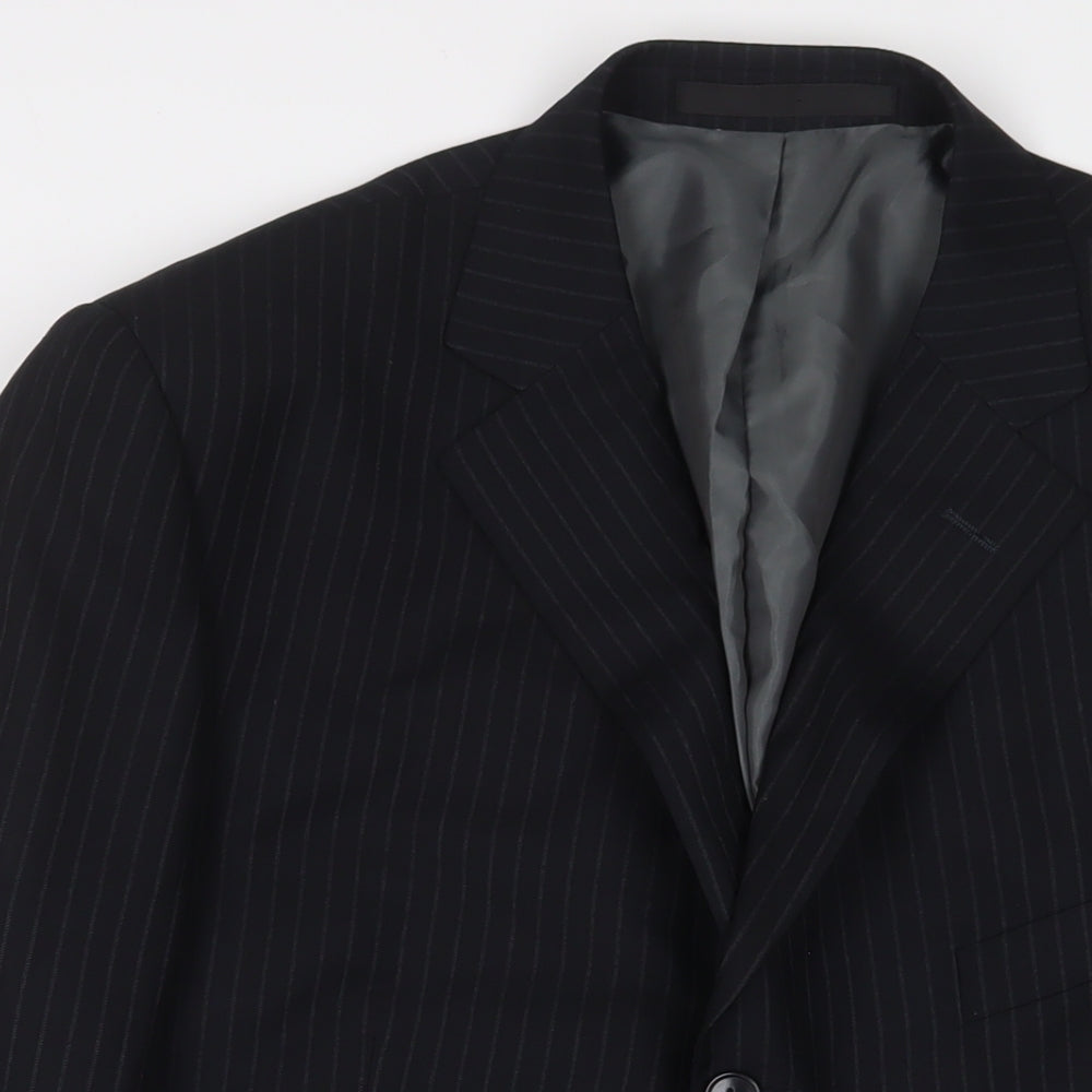 Marks and Spencer Mens Black Striped Polyester Jacket Suit Jacket Size 44 Regular
