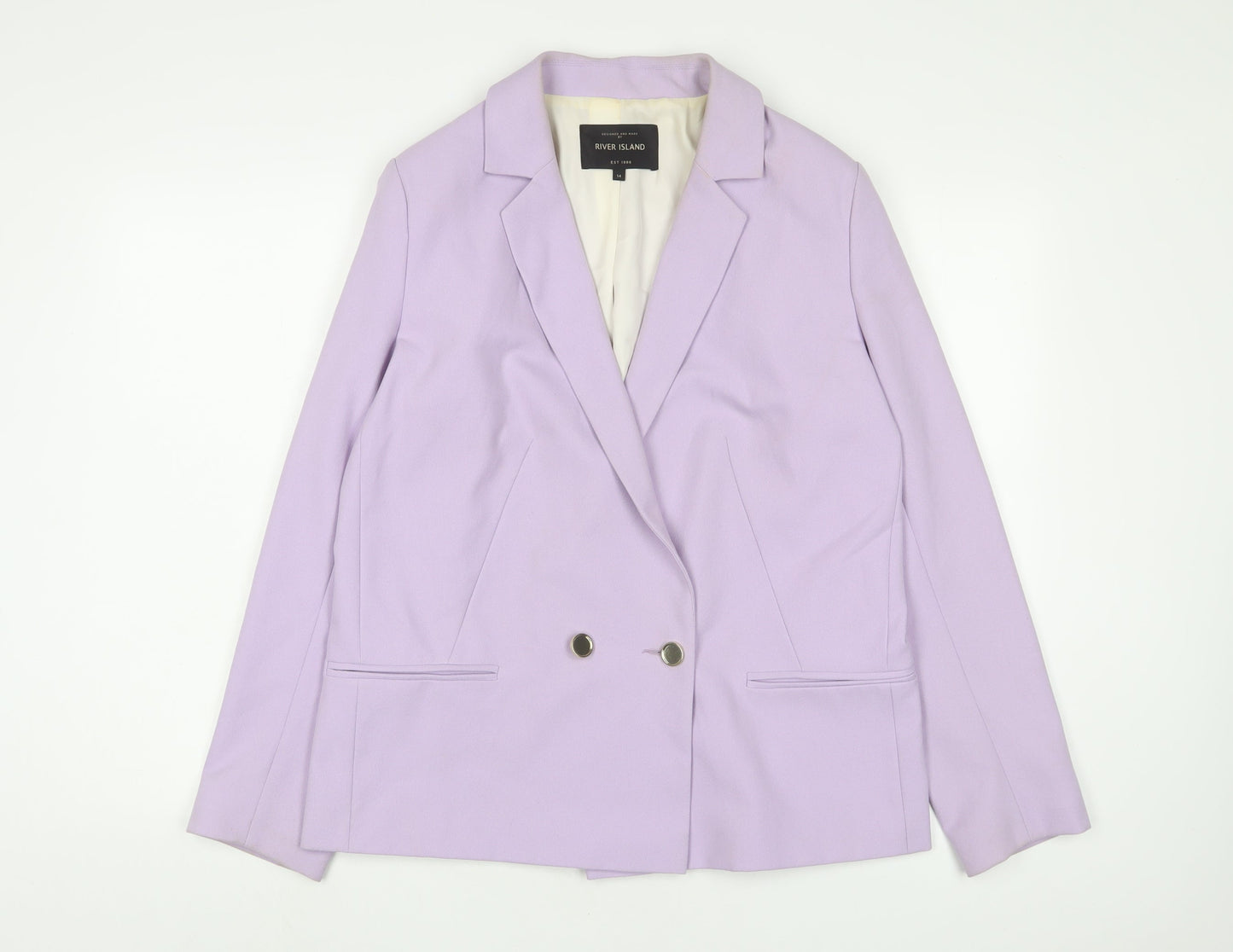 River Island Womens Purple Jacket Blazer Size 14 Button