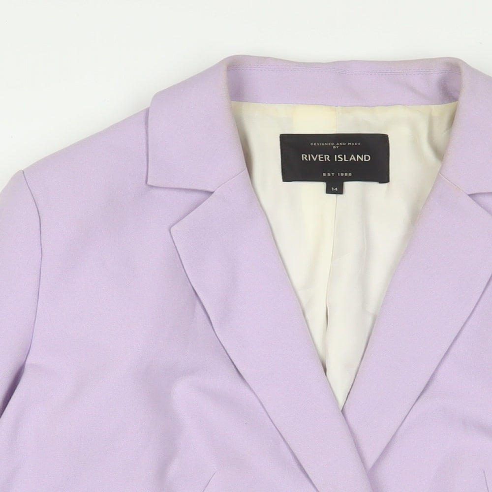 River Island Womens Purple Jacket Blazer Size 14 Button