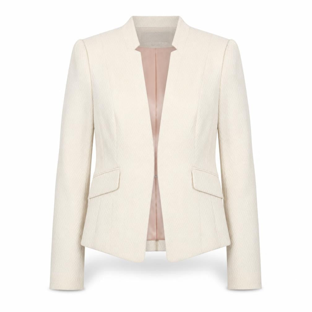 H&M Womens Beige Jacket Blazer Size 8 Hook & Eye