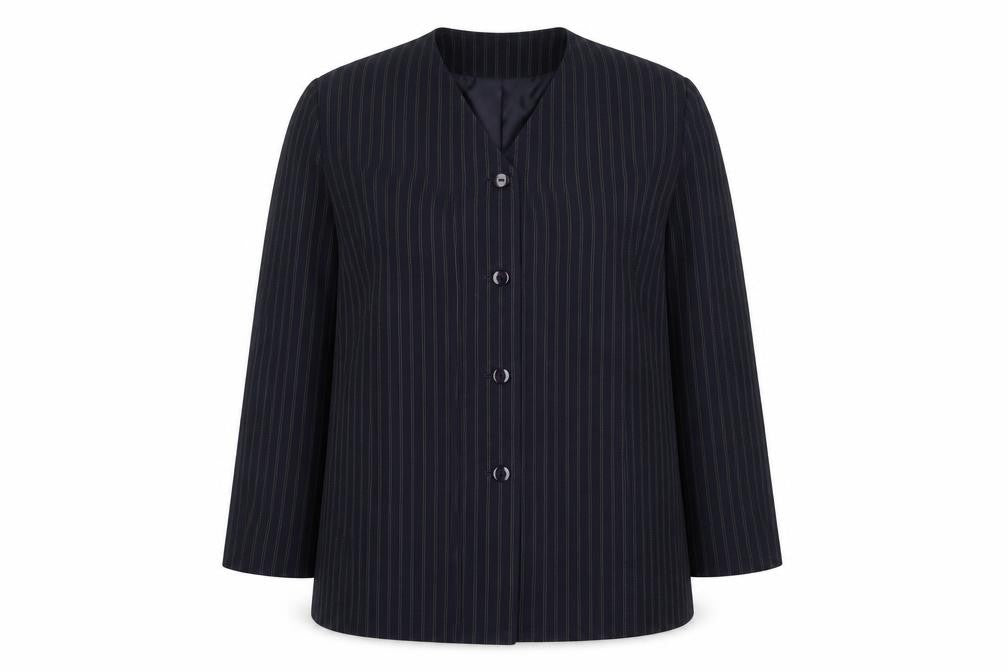 ELVI Womens Blue Striped Jacket Blazer Size 20 Button
