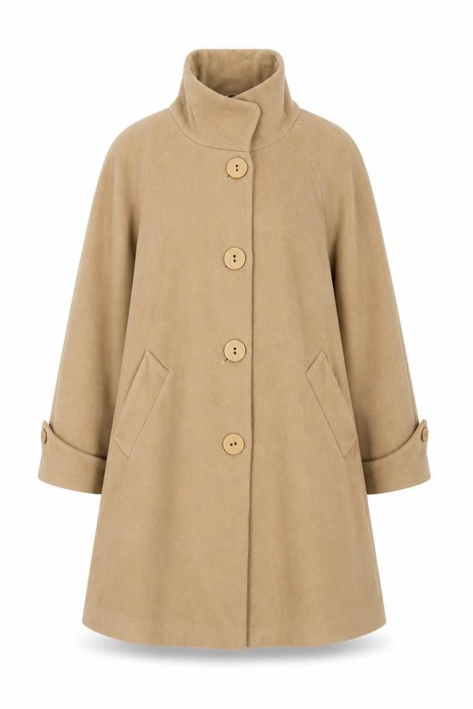 John Lewis Womens Beige Overcoat Coat Size 10 Button