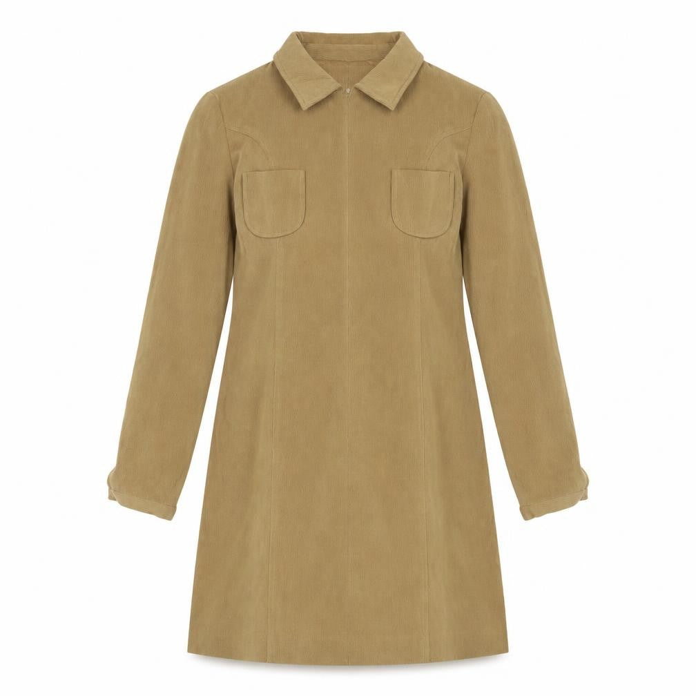 NinetoFive Womens Brown Polyester A-Line Size 8 Collared Zip