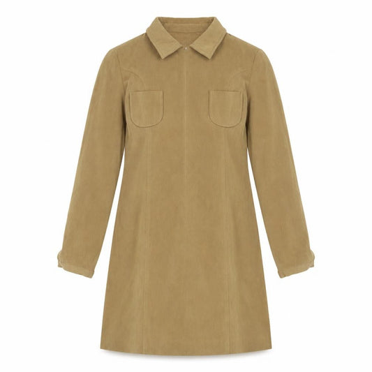 NinetoFive Womens Brown Polyester A-Line Size 8 Collared Zip