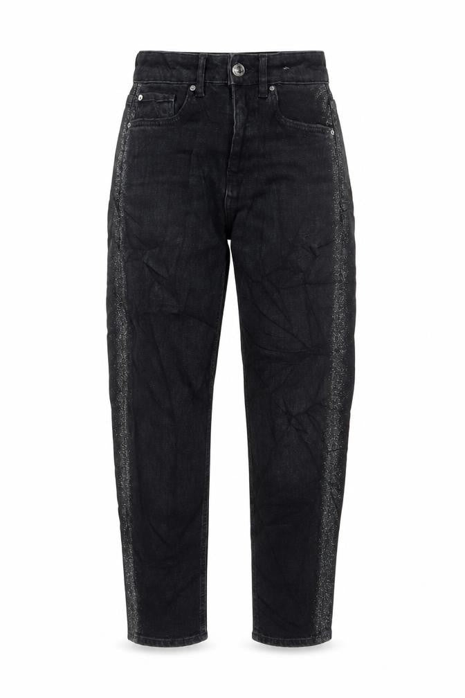 Marks & Spencer Womens Black Cotton Mom Jeans Size 8 L26 in Regular Zip - Glitter