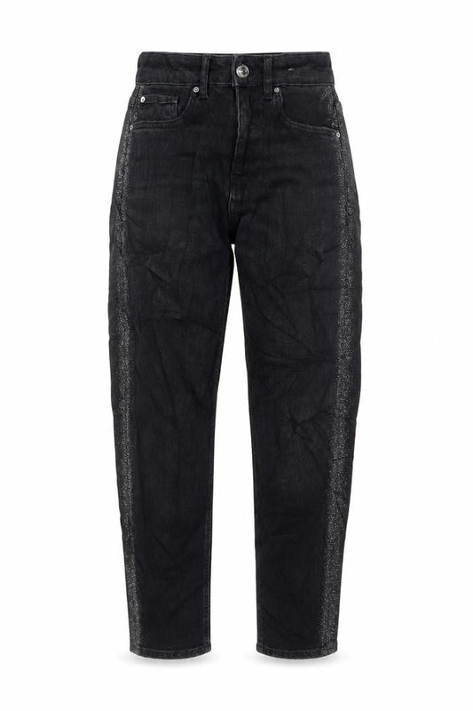 Marks & Spencer Womens Black Cotton Mom Jeans Size 8 L26 in Regular Zip - Glitter