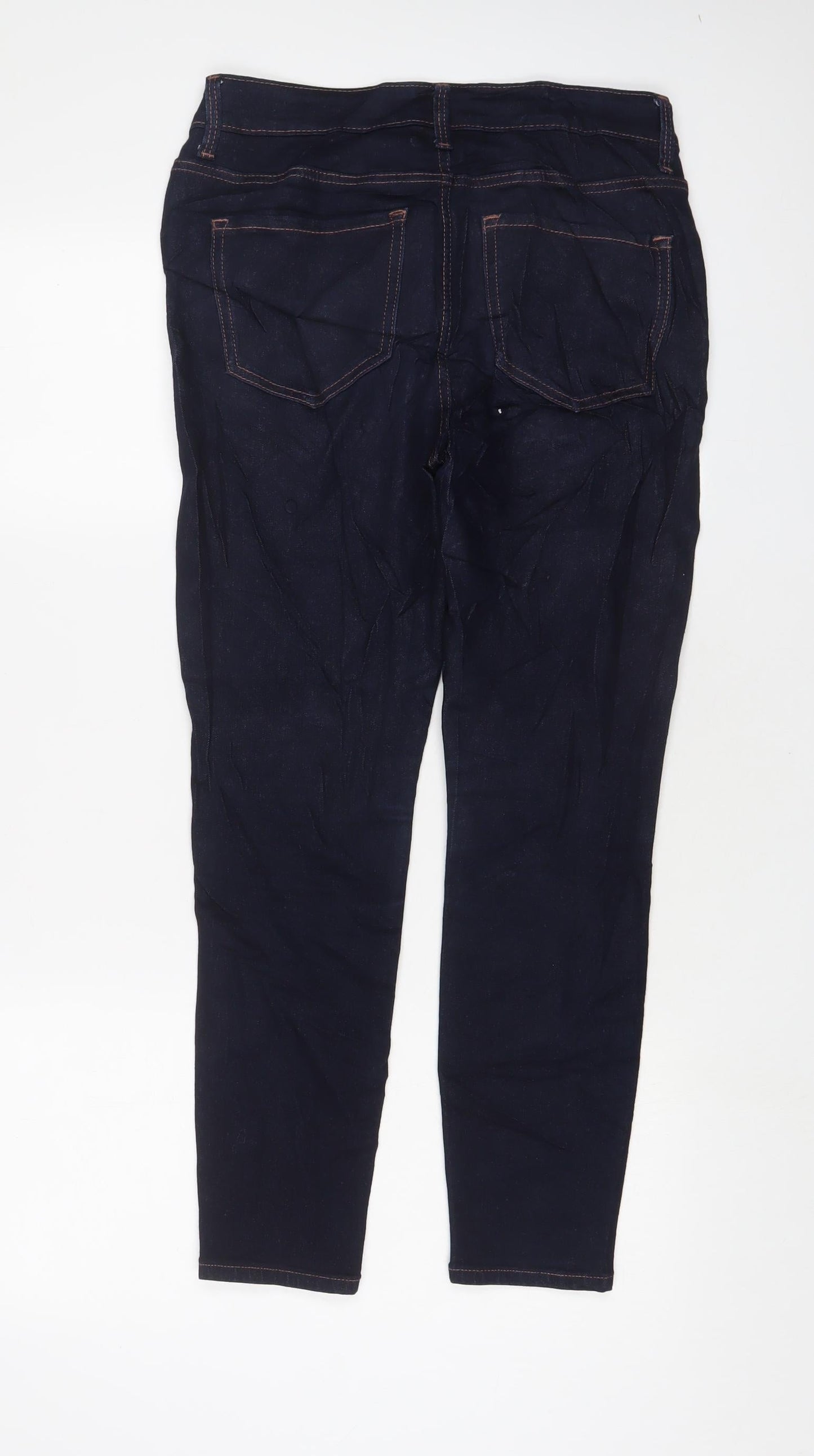 Marks and Spencer Womens Blue Cotton Skinny Jeans Size 10 L26 in Regular Zip