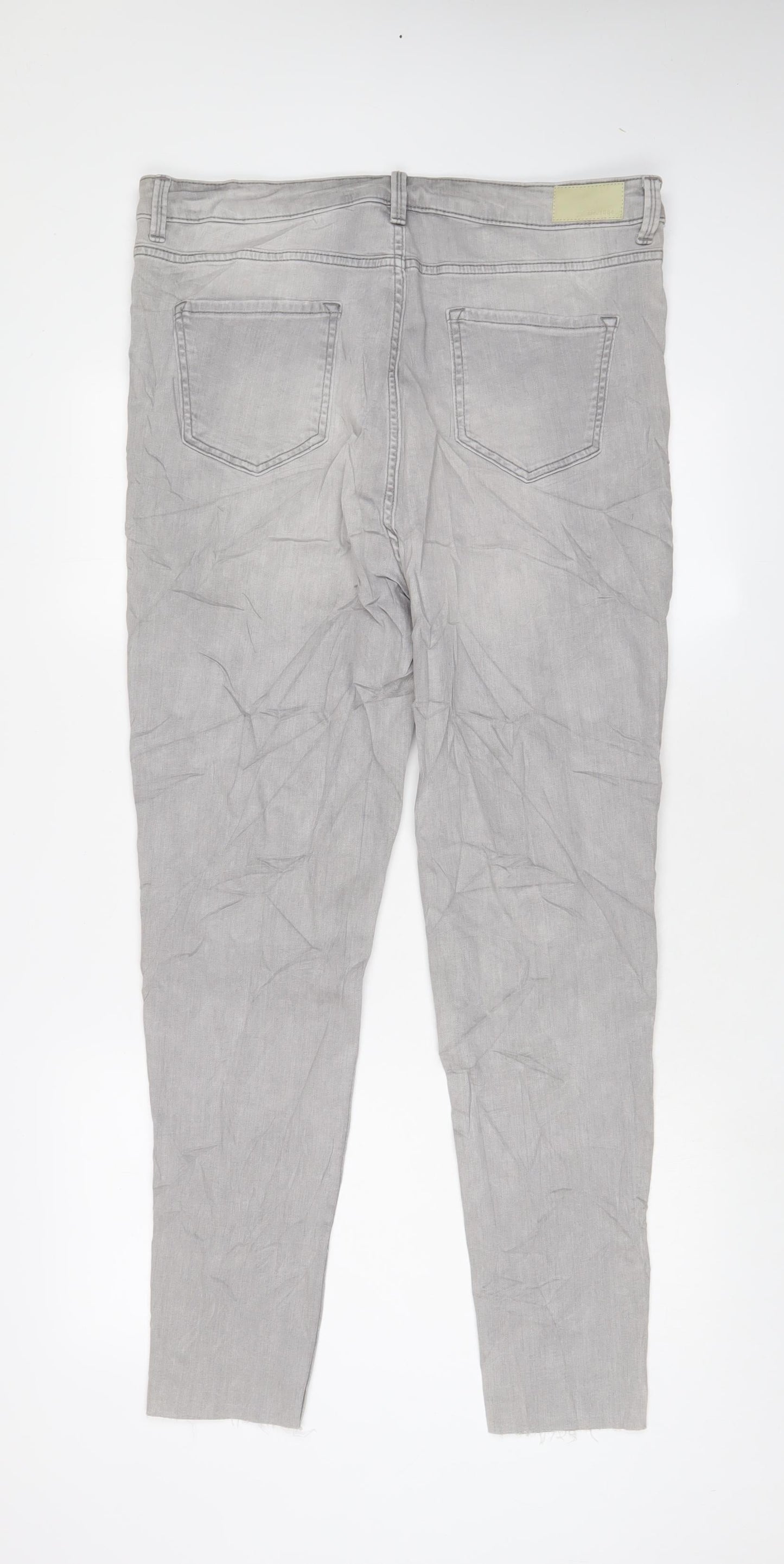 Marks and Spencer Womens Grey Cotton Skinny Jeans Size 18 L31 in Regular Zip