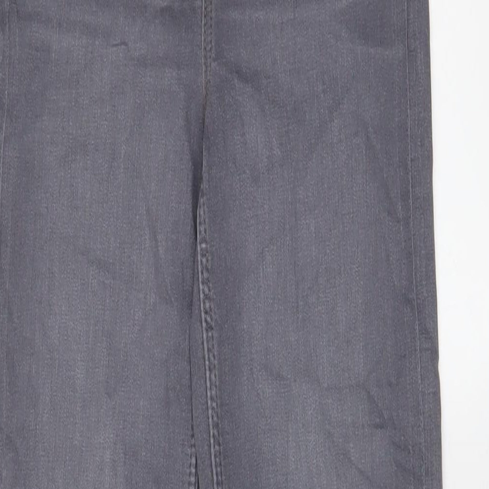 Marks and Spencer Womens Grey Cotton Straight Jeans Size 6 L28 in Regular Zip
