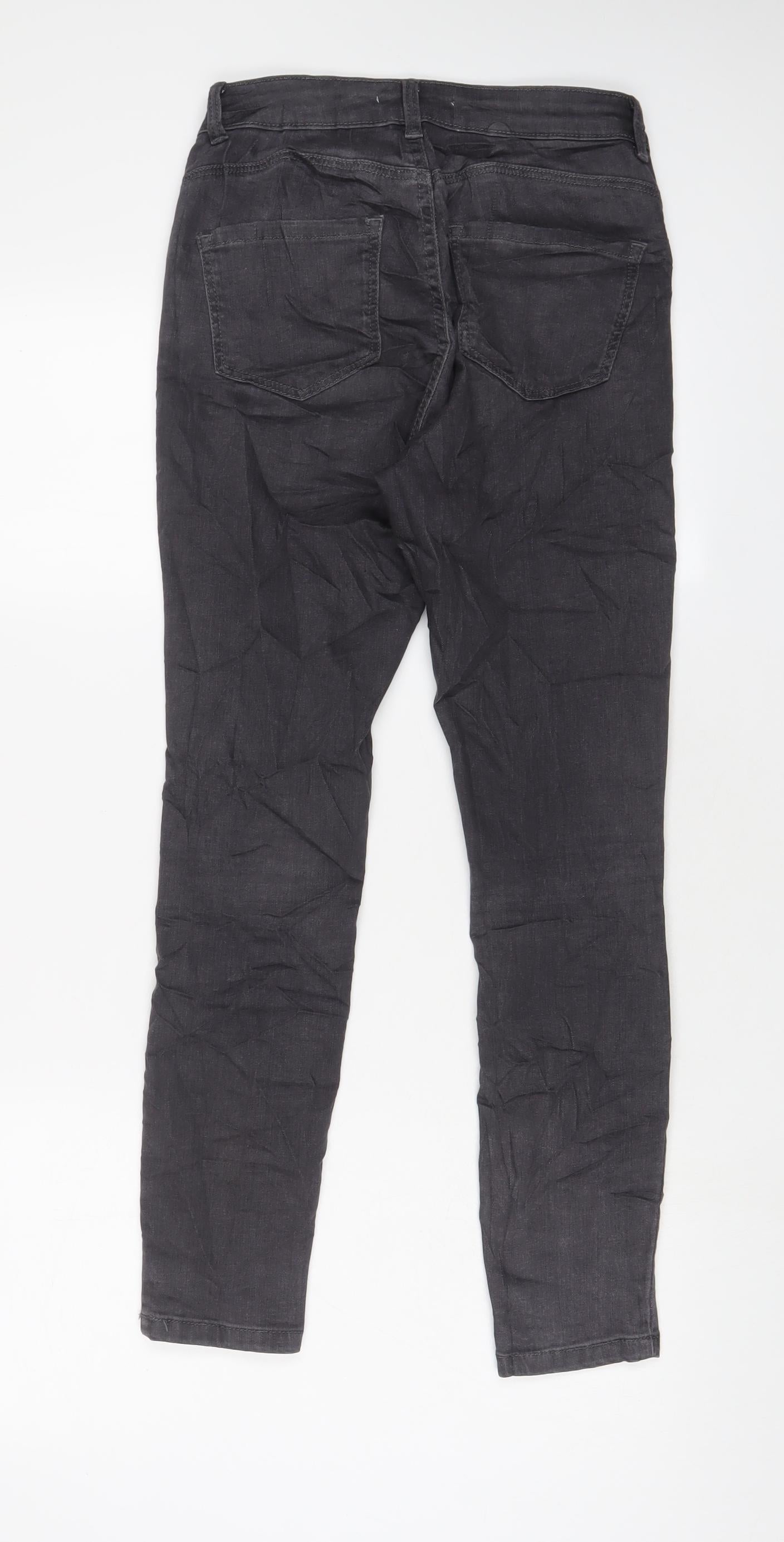 Dorothy Perkins Womens Grey Cotton Skinny Jeans Size 8 L27 in Regular Zip