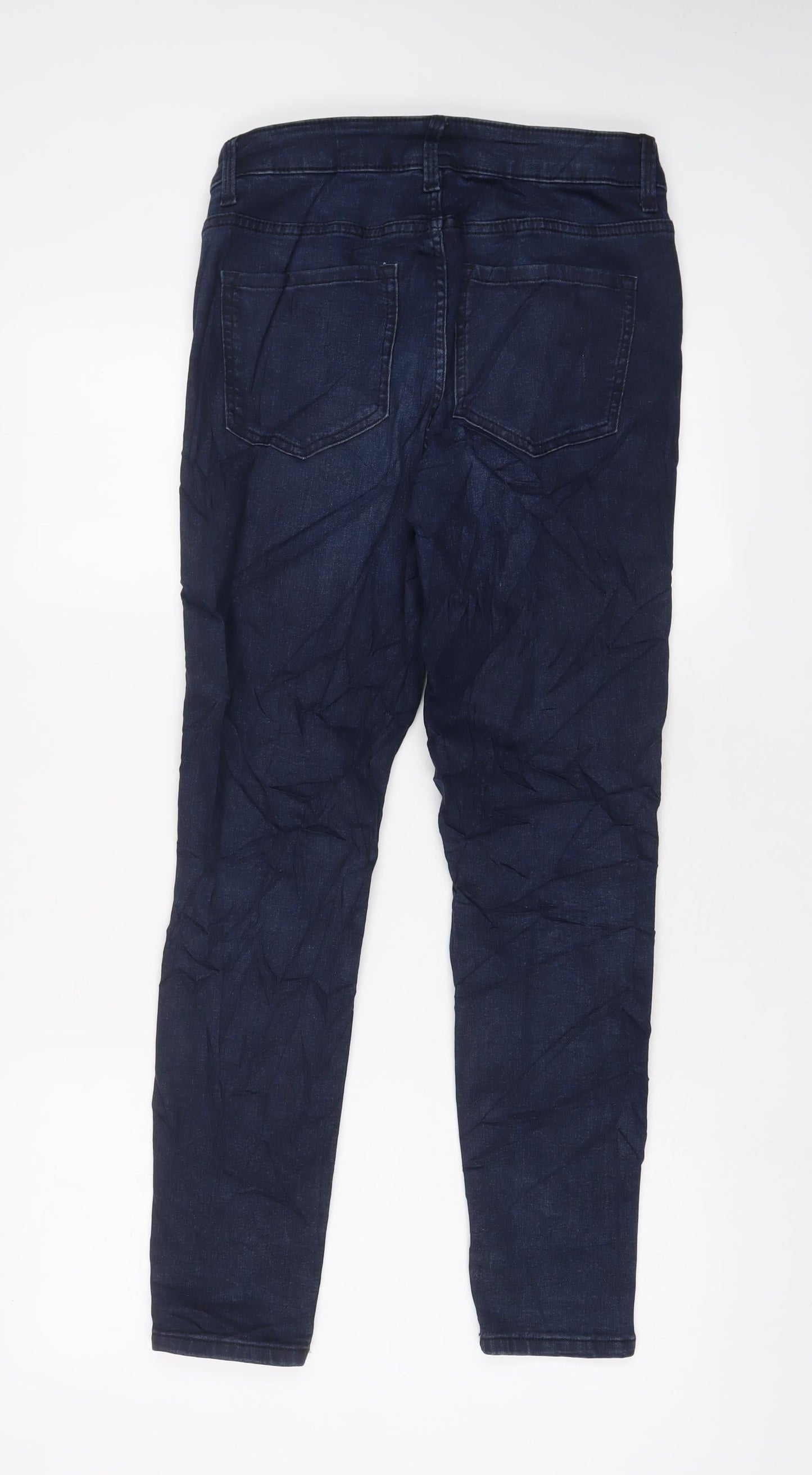 Marks and Spencer Womens Blue Cotton Skinny Jeans Size 10 L27 in Regular Zip