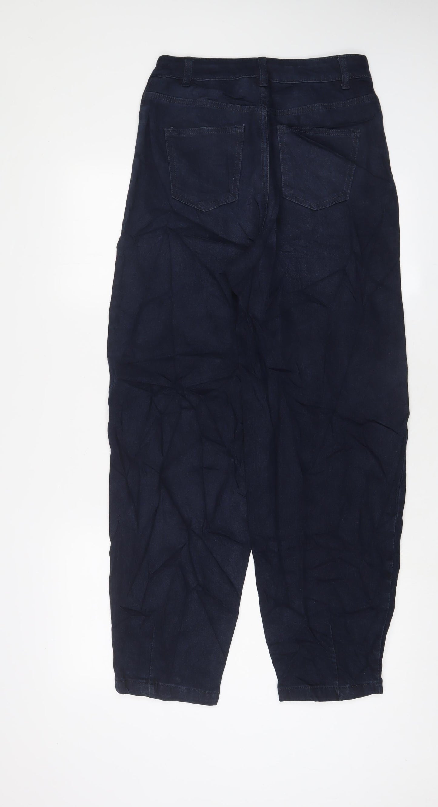 Marks and Spencer Womens Blue Cotton Tapered Jeans Size 8 L30 in Slim Zip